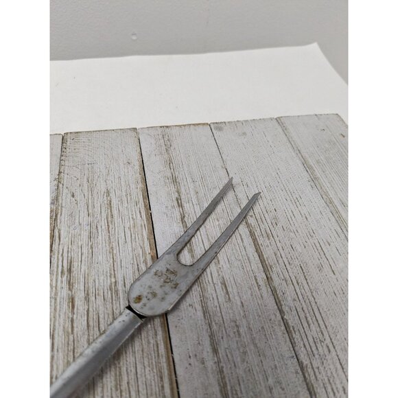 Vintage EKCO #2 Chromium Solid Meat Utility Fork Black Handle 12 1/2" - Picture 2 of 11